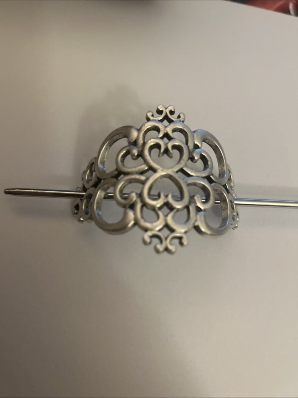 Celtic Hair Barrette Clip Silver Zinc Alloy Celtic Medieval Hearts Eternal Love